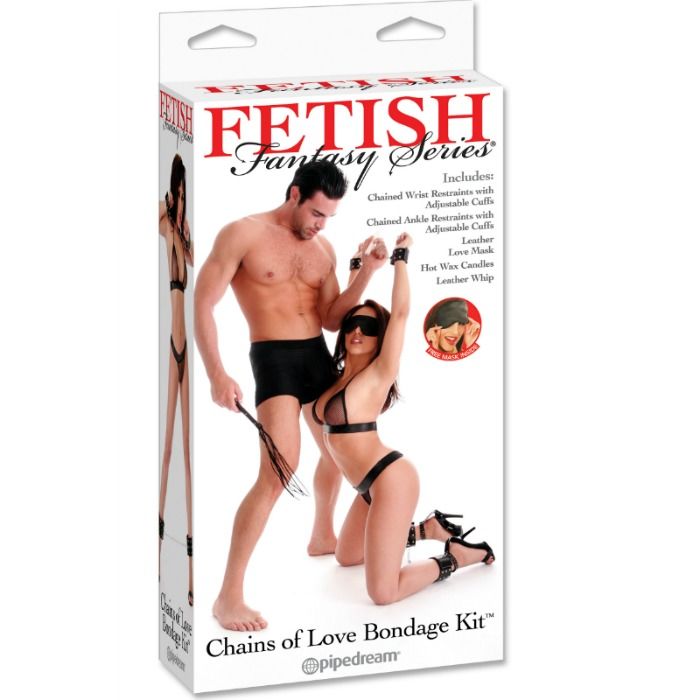 FETISH FANTASY - kit de bondage chaînes d'amour, masques, fouet, bougies