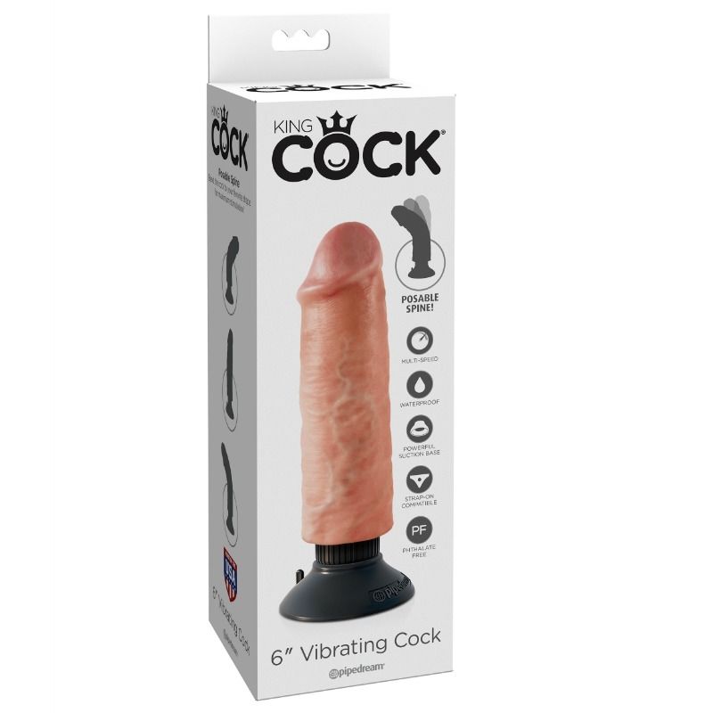 KING COCK - GODE VIBRATEUR 15.24 CM NATUREL