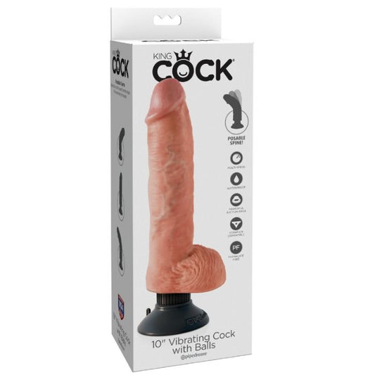 KINGROCK - gode vibrant avec testicules 25.5 cm réaliste