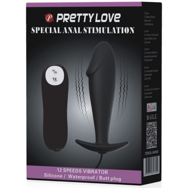 PRETTY LOVE - plug anal en silicone forme pénis et vibrant noir