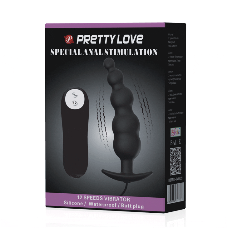 PRETTY LOVE - plug anal silicone extra stimulation et vibrant noir