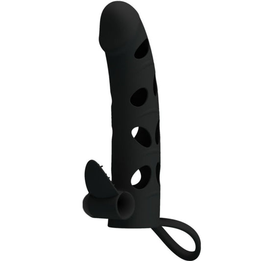 PRETTY LOVE - extension de pénis en silicone avec vibration 15.2 cm