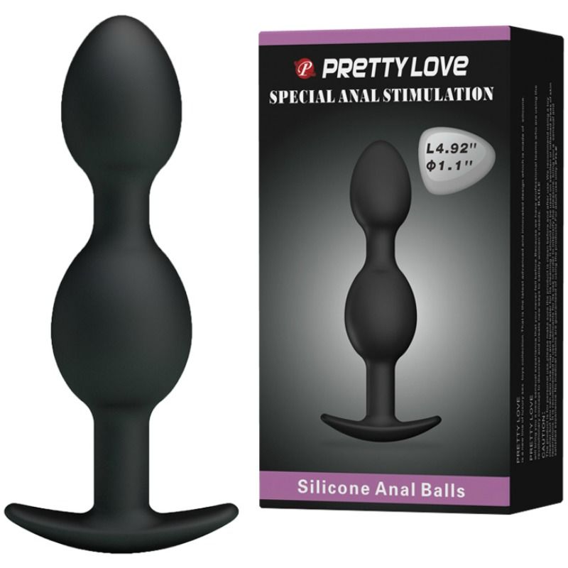 PRETTY LOVE - sonde anal perlée en silicone 12.5 cm noires