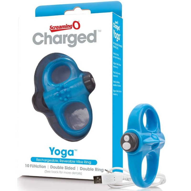 SCREAMING O - anneau pénien vibrant rechargeable yoga bleu