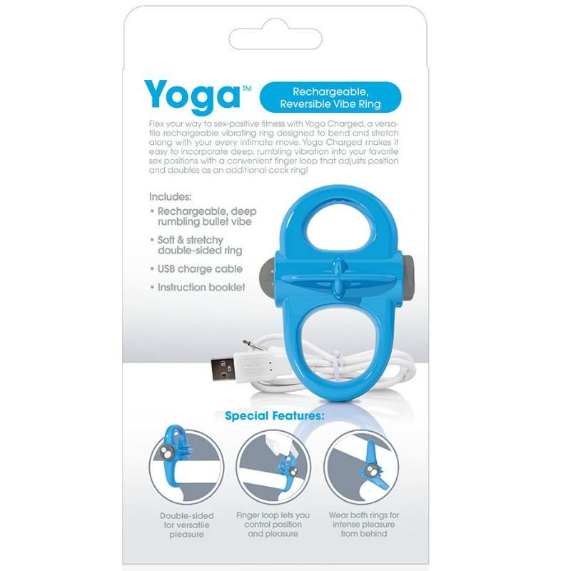 SCREAMING O - anneau pénien vibrant rechargeable yoga bleu