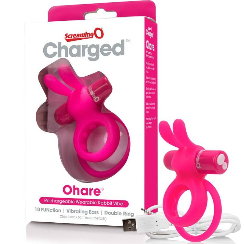 SCREAMING O – OHARE anneau pénien double rechargeable lapin rose