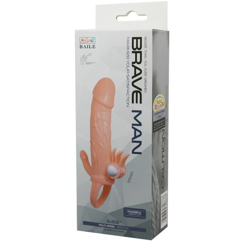 BAILE – BRAVEMAN extenseur de pénis réaliste stimulation clitoris et anal 16.5 cm