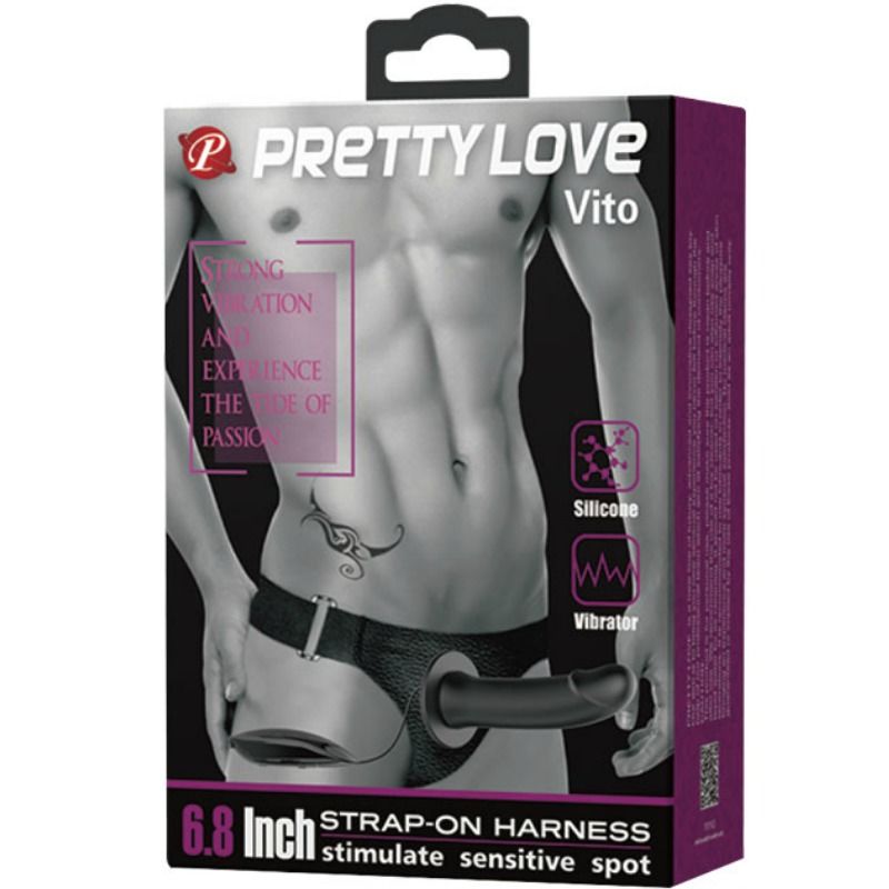 PRETTY LOVE - VITO harnais gode-ceinture avec gode creux et vibration 17.3 cm