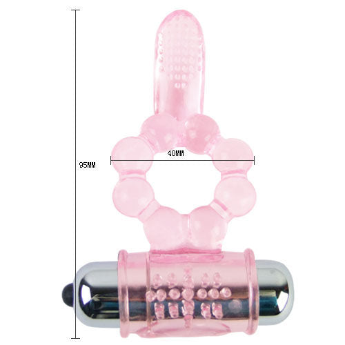 BAILE – anneau pénien lapin en silicone 10 niveaux de vibration rose