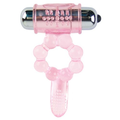 BAILE – anneau pénien lapin en silicone 10 niveaux de vibration rose