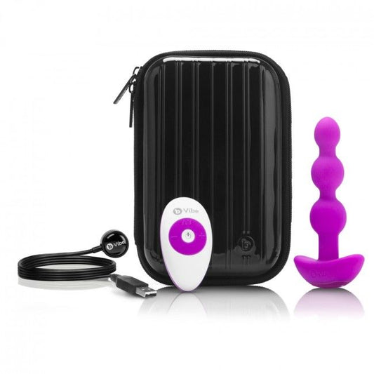 B-VIBE – TRIPLET plug anal perlé vibrant télécommandé violet