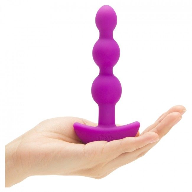 B-VIBE – TRIPLET plug anal perlé vibrant télécommandé violet