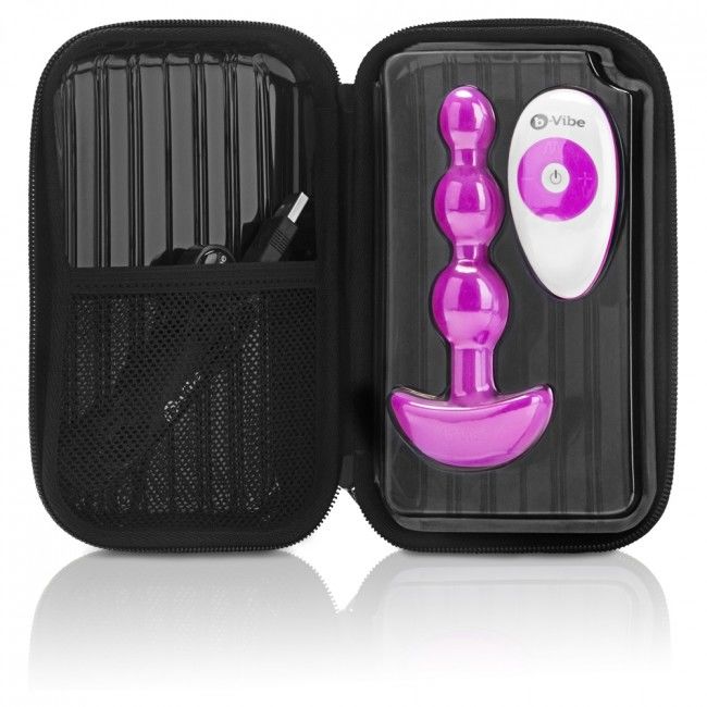 B-VIBE – TRIPLET plug anal perlé vibrant télécommandé violet