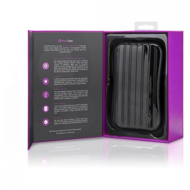 B-VIBE – TRIPLET plug anal perlé vibrant télécommandé violet