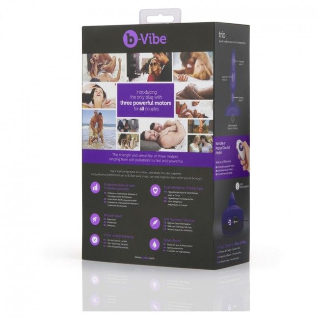 B-VIBE – TRIO plug anal vibrant télécommandé violet