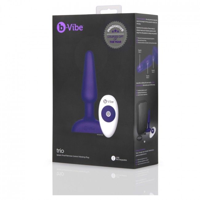 B-VIBE – TRIO plug anal vibrant télécommandé violet