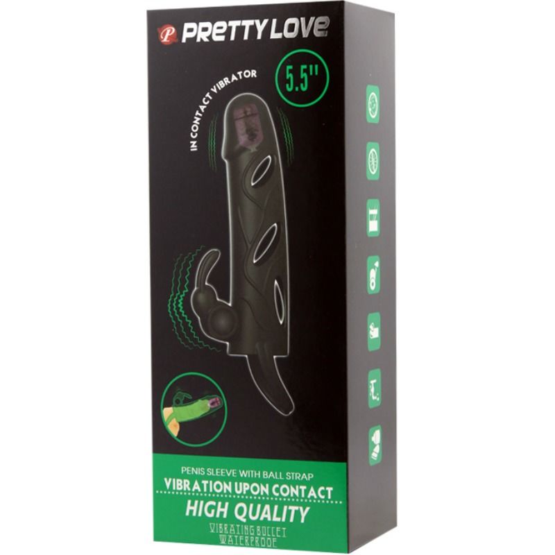 PRETTY LOVE – extension de pénis en silicone avec vibration 14 cm 2.0