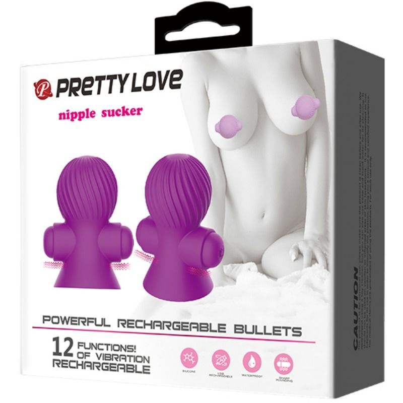 PRETTY LOVE – ventouses vibrantes de tétons 12 modes vibration violet