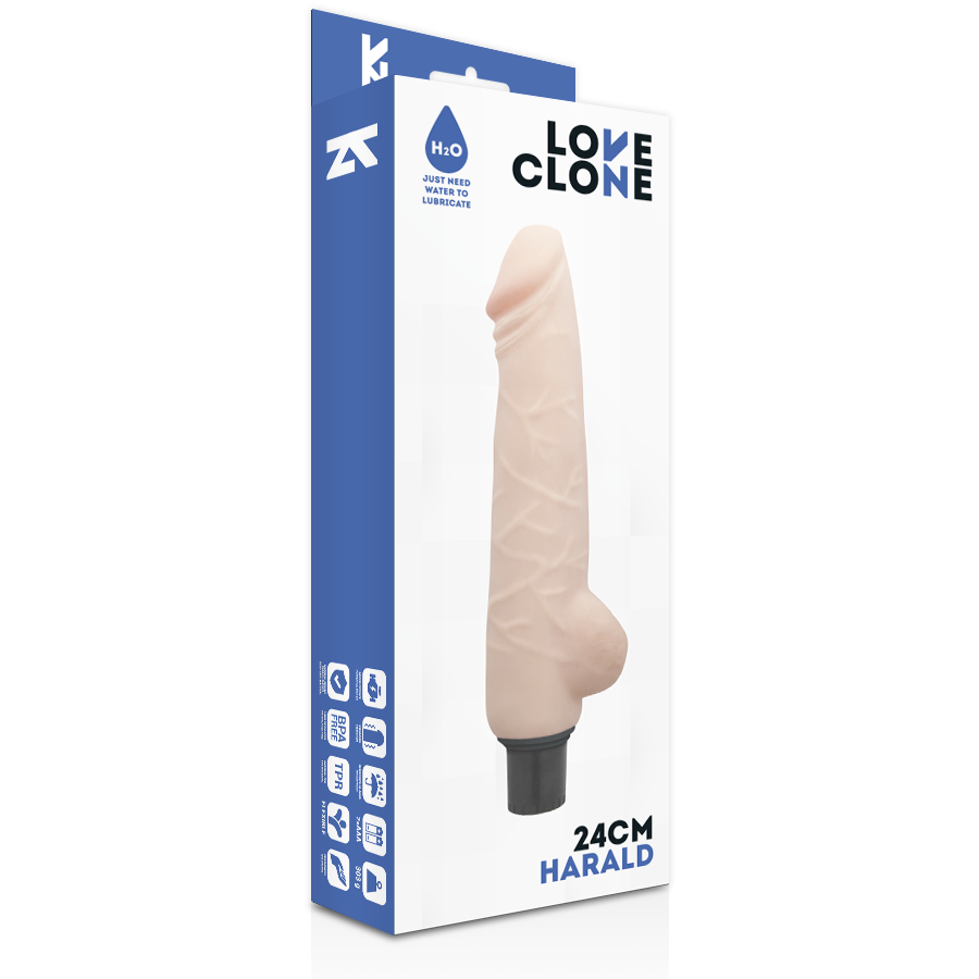 LOVECLONE - vibromasseur autolubrifiant HARALD 24 cm -o- 4 cm