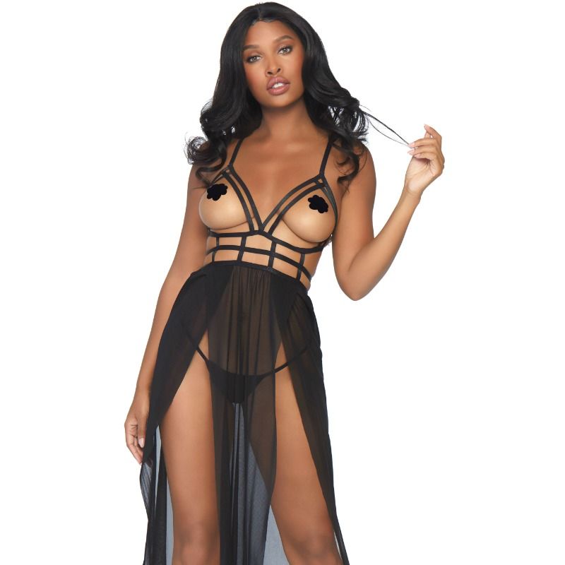 LEGAVENUE - robe sensuelle longue transparente et string S/M