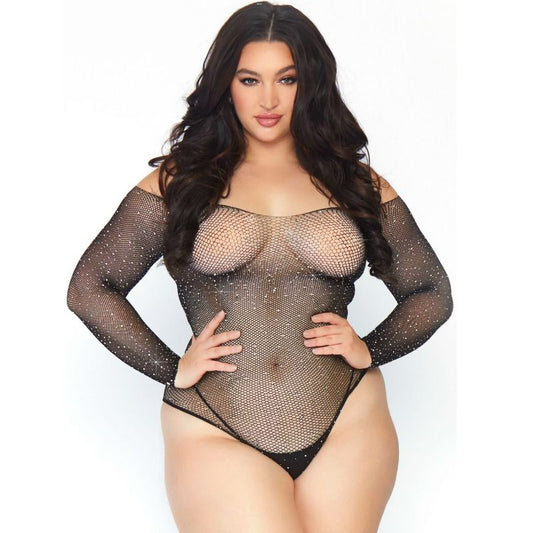 LEGAVENUE - bodystocking (collant de corps) en résille cristalisée grande taille