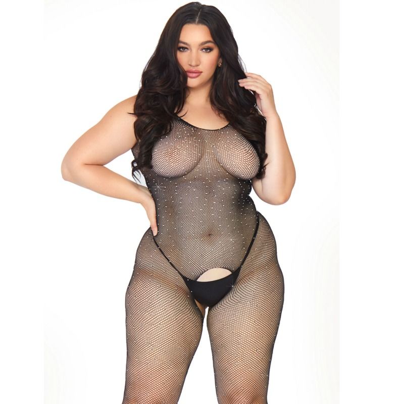 LEGAVENUE - bodystocking (collant de corps) en résille cristallisé grande taille