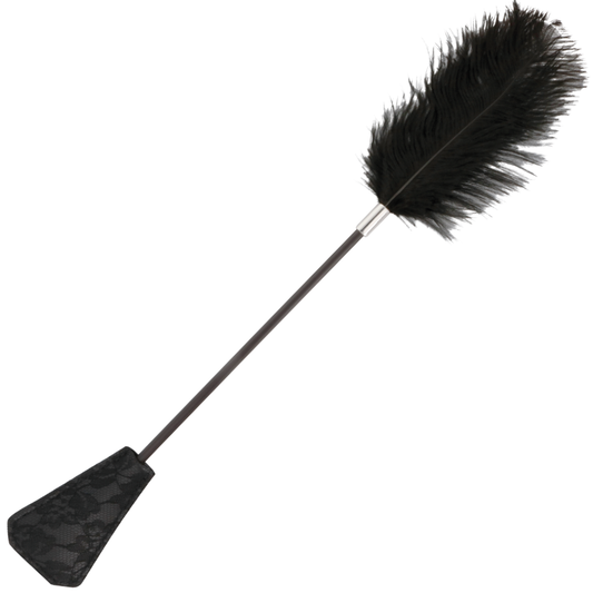 DARKNESS – cravache pour fessée et plumes pour chatouilles noir 56 cm