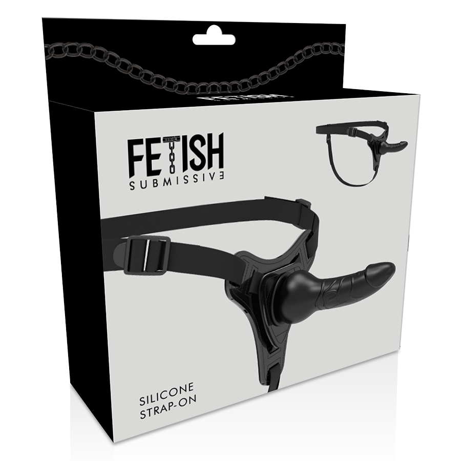 FETISH SUBMISSIVE HARNESS - Harnais gode-ceinture silicone noir réaliste 16 cm