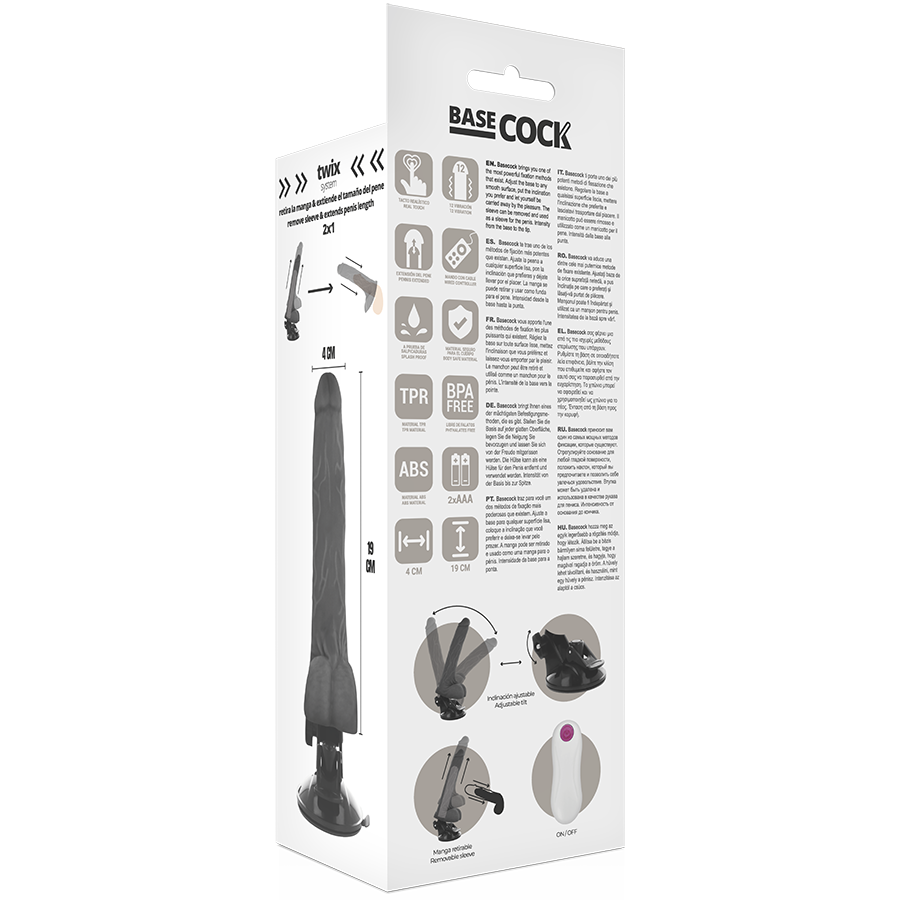 BASECOCK - vibromasseur réaliste télécommandé 19 cm -o- 4 cm