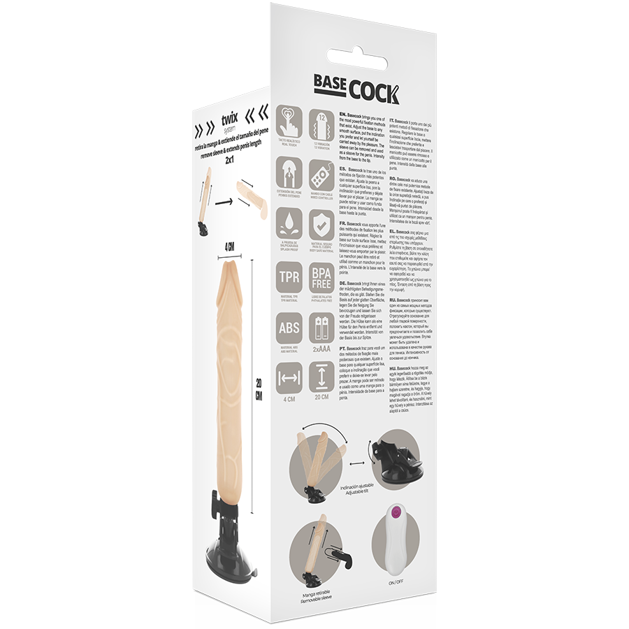 BASECOCK - vibromasseur réaliste télécommandé 20 cm -o- 4 cm