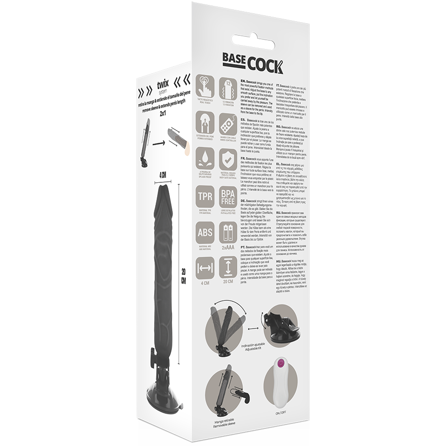 BASECOCK - vibromasseur réaliste télécommandé 20 cm -o- 4 cm