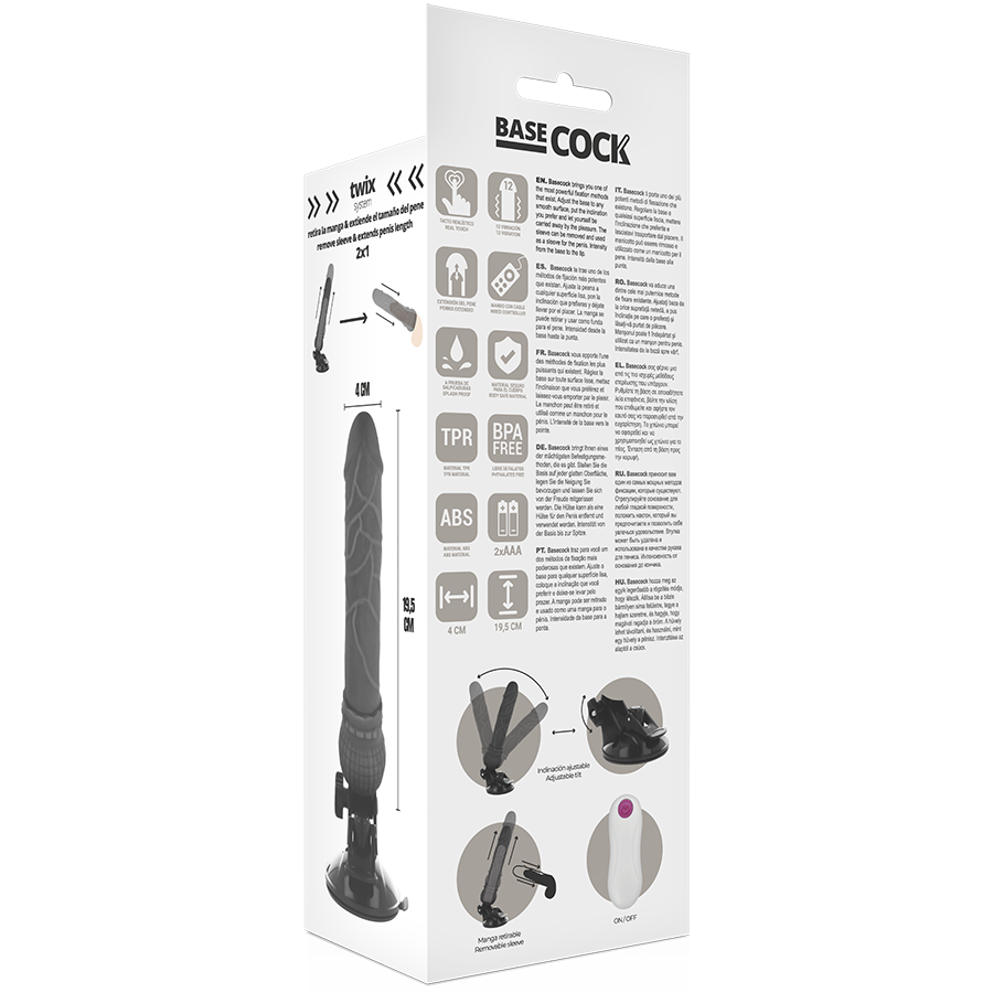 BASECOCK - vibromasseur télécommandé réaliste 19.5 cm -o- 4 cm