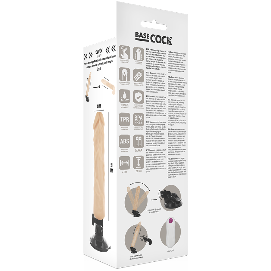 BASECOCK - vibromasseur réaliste télécommandé 21 cm -o- 4 cm