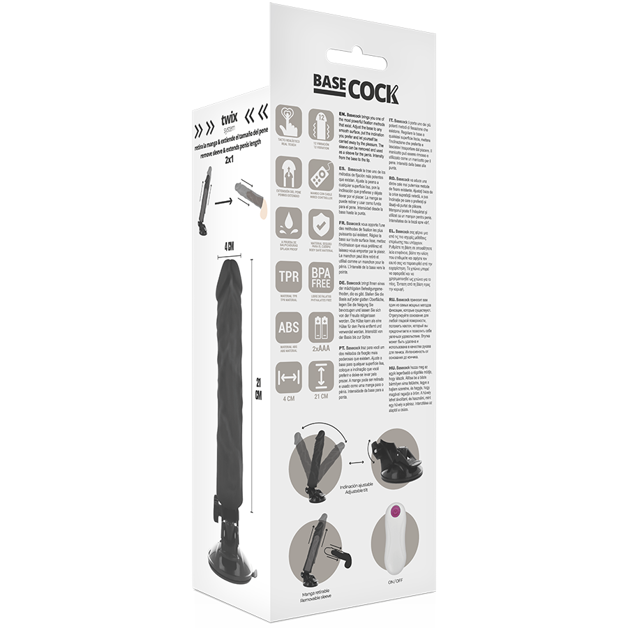 BASECOCK - vibromasseur réaliste télécommandé 21 cm -o- 4 cm