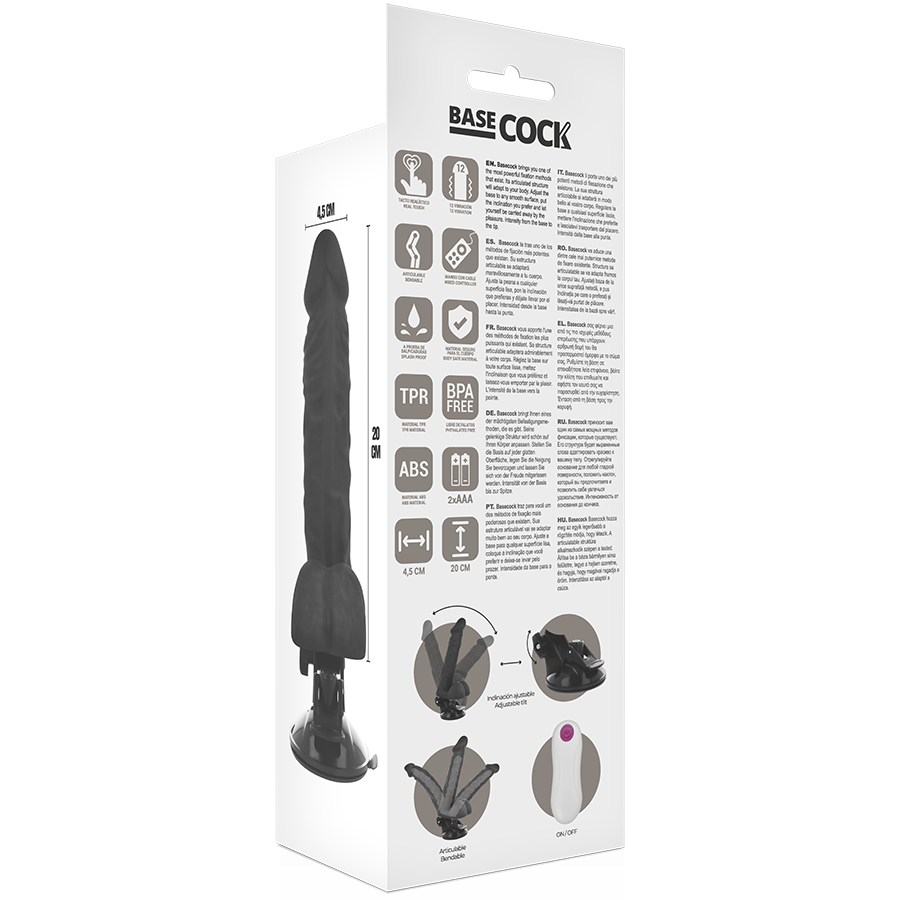 BASECOCK - vibromasseur réaliste articulable télécommandé 20 cm -o- 4.5 cm