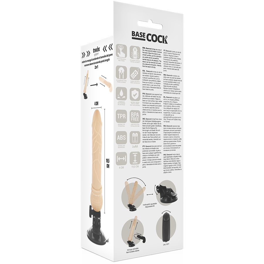 BASECOCK - vibromasseur réaliste télécommandé 19.5 cm -o- 4 cm