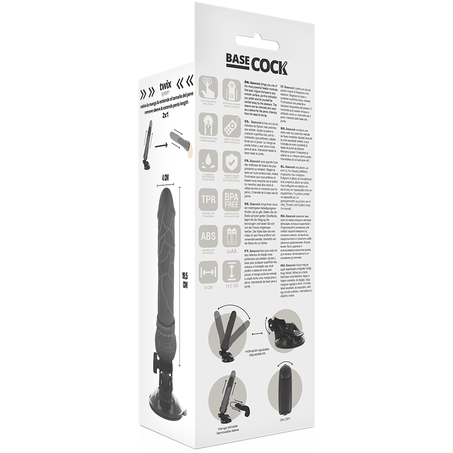 BASECOCK - vibromasseur réaliste télécommandé 19.5 cm -o- 4 cm