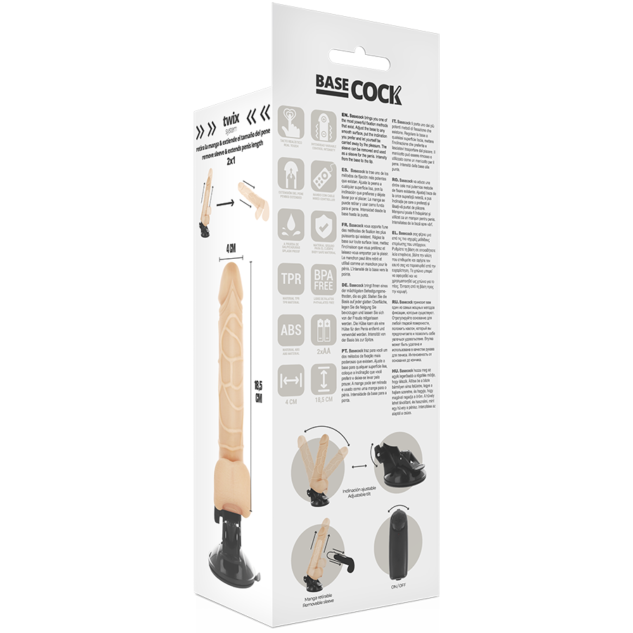 BASECOCK - vibromasseur télécommandé réaliste 18.5 cm -o- 4cm