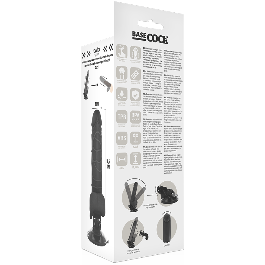 BASECOCK - vibromasseur télécommandé réaliste 18.5 cm -o- 4cm