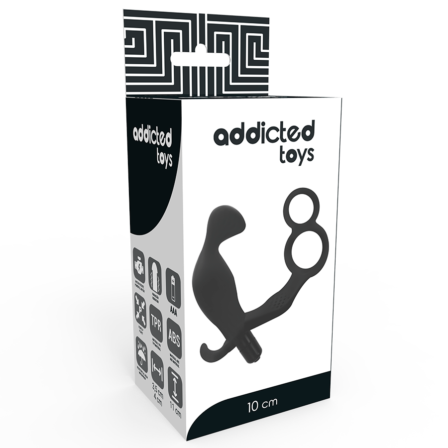 ADDICTED TOYS - plug anal avec double anneau pénis et testicules noir