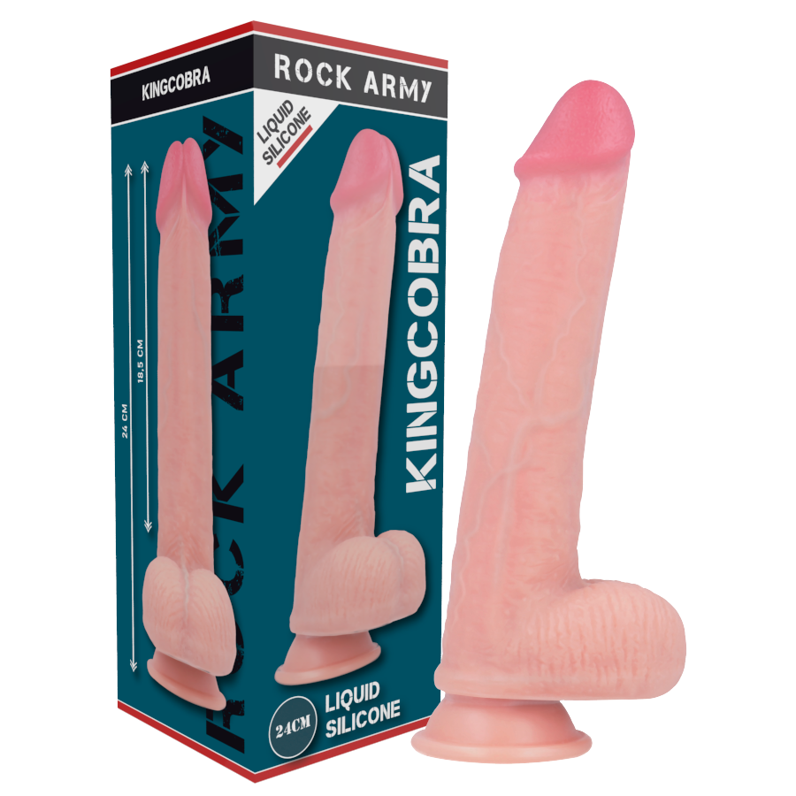 ROCKARMY - LIQUID SILICONE vibromasseur premium KINGCOBRA réaliste 24 cm -o- 4.77 cm