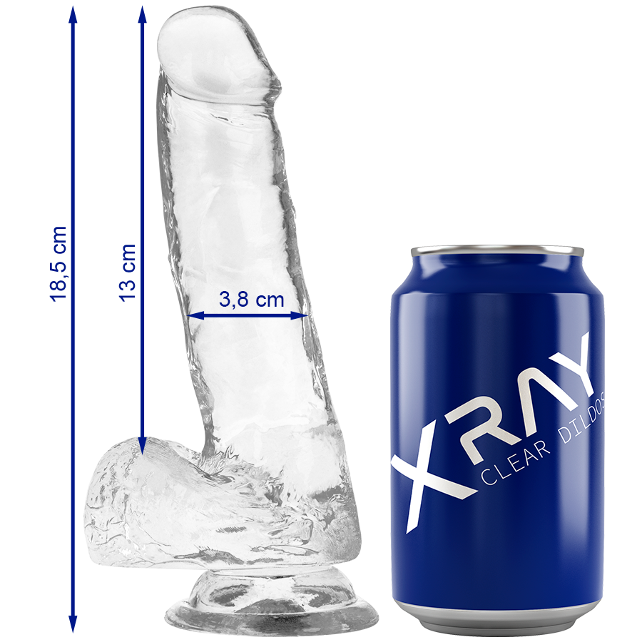 X RAY - CLEAR DILDOS gode transparent avec boules 18.5 cm -o- 3.8 cm