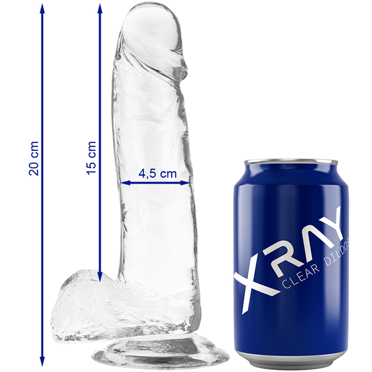 X RAY - CLEAR DILDOS gode transparent avec boules 20 cm -o- 4.5 cm