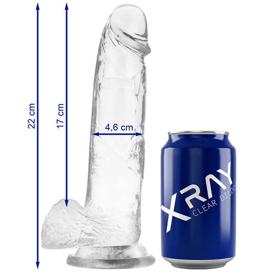 X RAY - CLEAR DILDOS gode transparent avec boules 22 cm -o- 4.6 cm