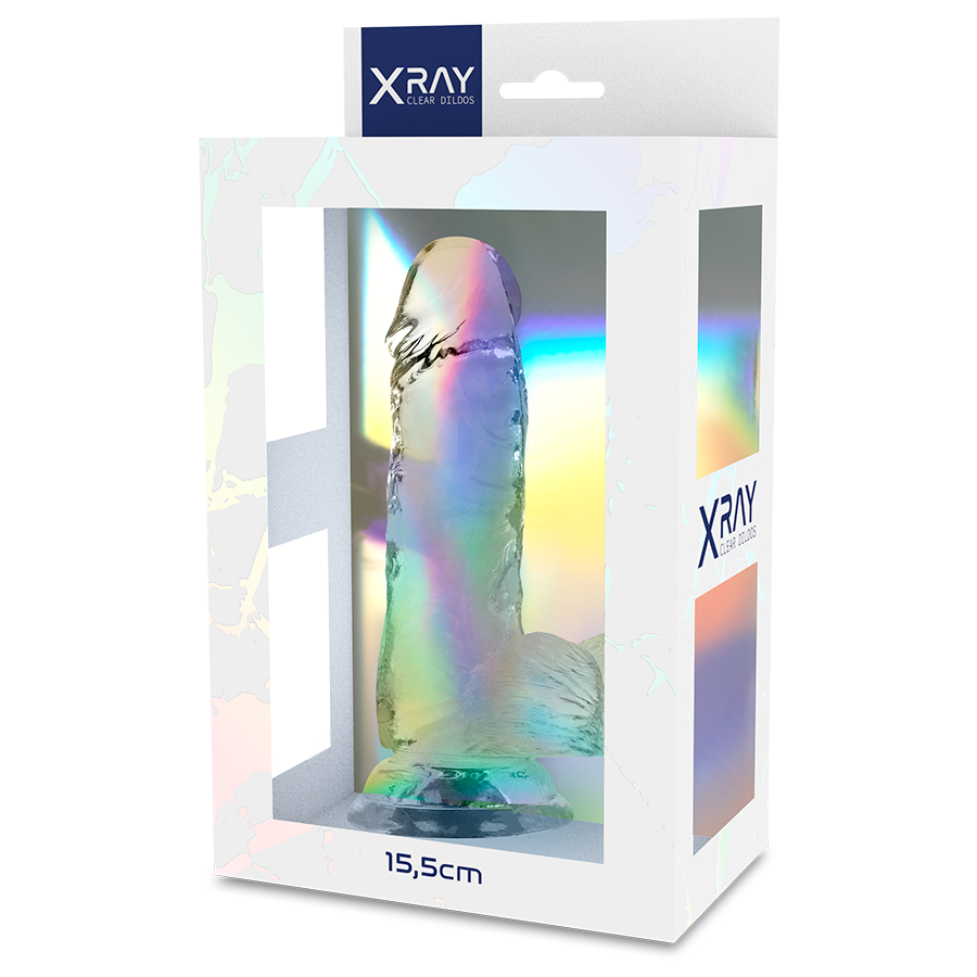 X RAY - CLEAR DILDOS gode transparent avec boules 15.5 cm -o- 3.5 cm