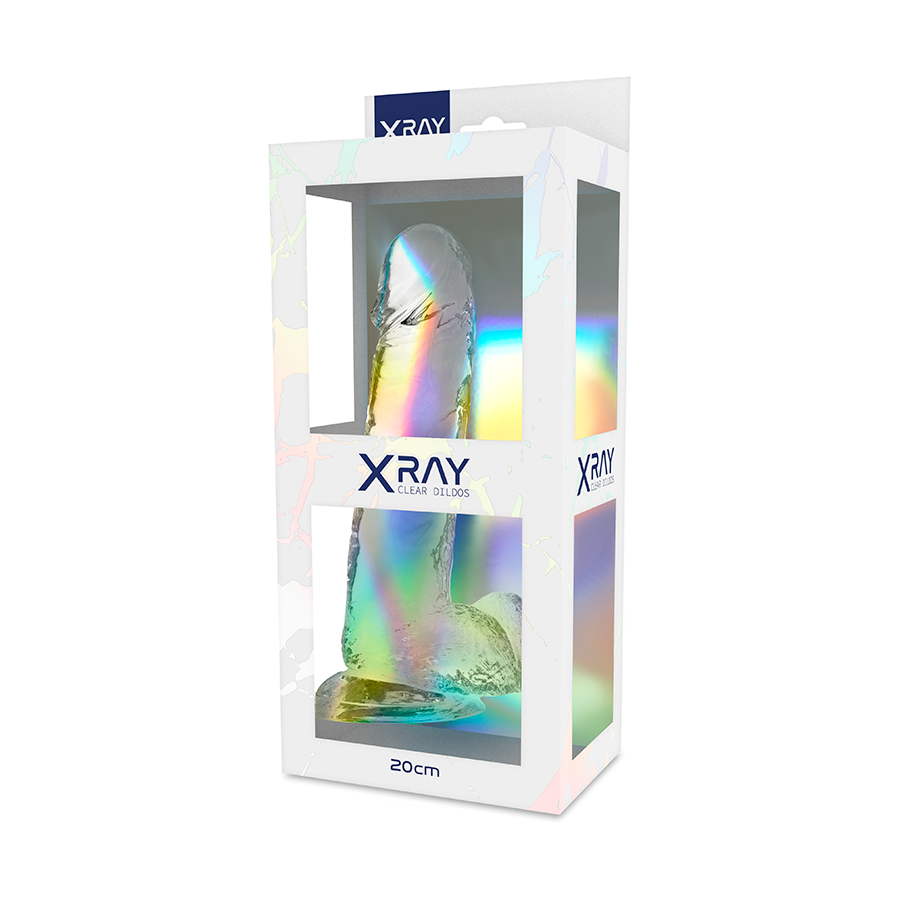 X RAY - CLEAR DILDOS gode transparent avec boules 20 cm -o- 4.5 cm