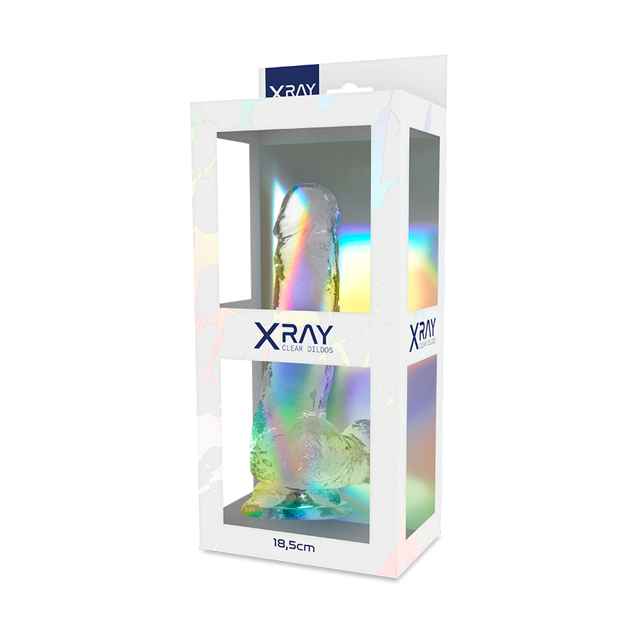 X RAY - CLEAR DILDOS gode transparent avec boules 18.5 cm -o- 3.8 cm