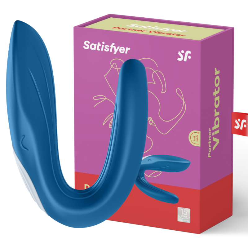 PARTNER vibromasseur U clitoris&vagin, seul ou en couple, bleu