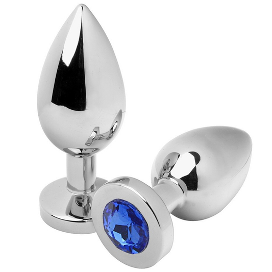 METAL HARD - plug anal bleu diamant moyen 7,62cm