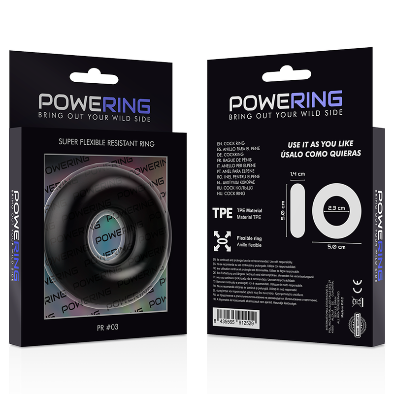 POWERING - anneau pénis super flexible et résistant 5cm pr03 noir